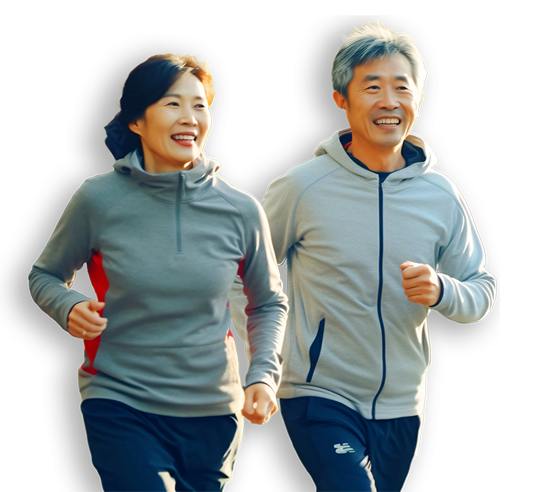 retired couple jogging